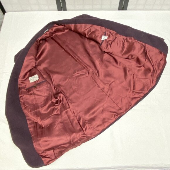 Pronto Uomo Italy Wool Blend Luxury Italian Tailored Suit Jacket Eggplant 42R - Picture 11 of 13